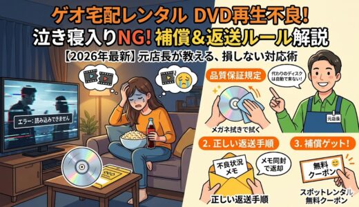 【2026年最新】ゲオ宅配レンタルのDVDが「再生できない」時の返金・交換手順